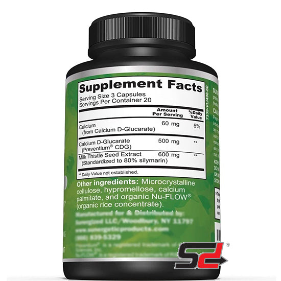 Calcium D-Glucarate supplements for liver support and detoxification -500mg per serving -60 capsules