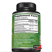 Load image into Gallery viewer, Calcium D-Glucarate supplements for liver support and detoxification -500mg per serving -60 capsules