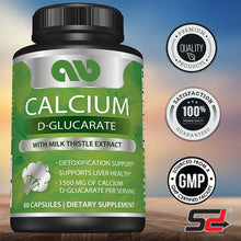 Load image into Gallery viewer, Calcium D-Glucarate supplements for liver support and detoxification -500mg per serving -60 capsules