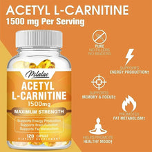 Load image into Gallery viewer, Acetyl-L-Carnitine Capsules 1500 Mg - Supports Natural Energy Production, Supports Memory and Concentration
