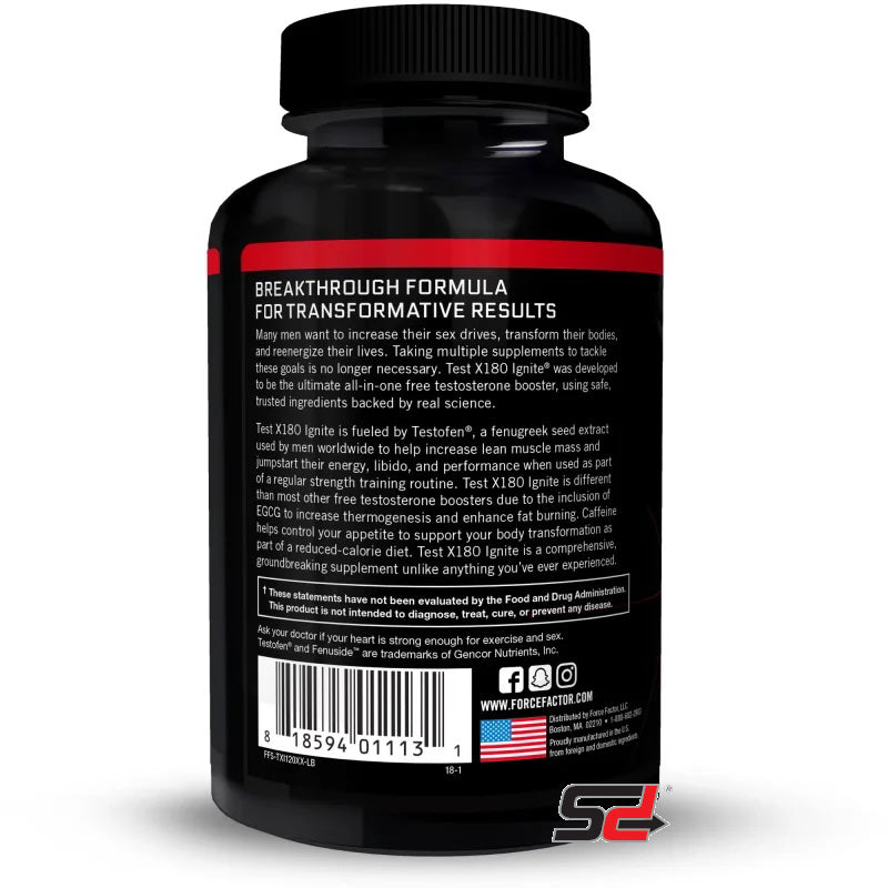 Test X180 Ignite Booster and Fat Burner Enhances Male Vitality Supports Burning Fat and Building Muscle