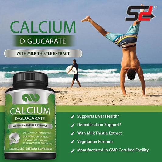 Calcium D-Glucarate supplements for liver support and detoxification -500mg per serving -60 capsules