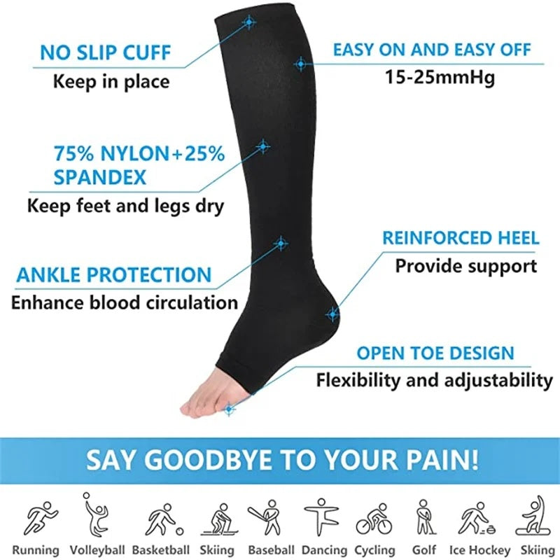 Compression Socks Medical Prevent Varicose Veins Toeless