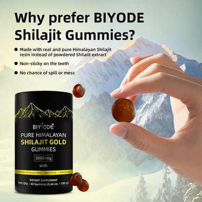 Pure Himalayan Shilajit Gummies Gold for Men & Women Energy & Immune System Minerals Supplement