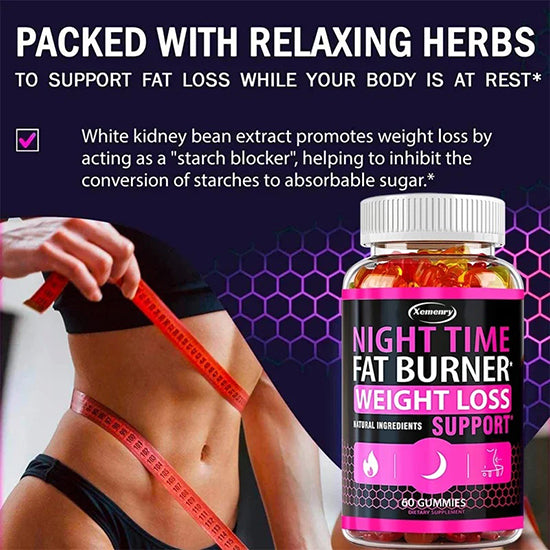 Nighttime Fat Burning Gummies - Burn Fat, Promote Metabolism, Healthy Weight Management, Improve Immunity