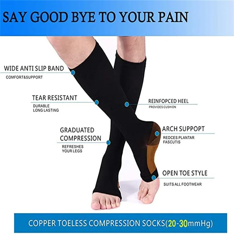 Compression Socks Medical Prevent Varicose Veins Toeless