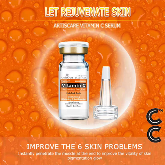 Anti Aging Peptides | Serum for Face (8 vials per order) for Moisturising Hyaluron Acid Vitamin C Six Peptide Q10 VC Facial Essence Skin Care