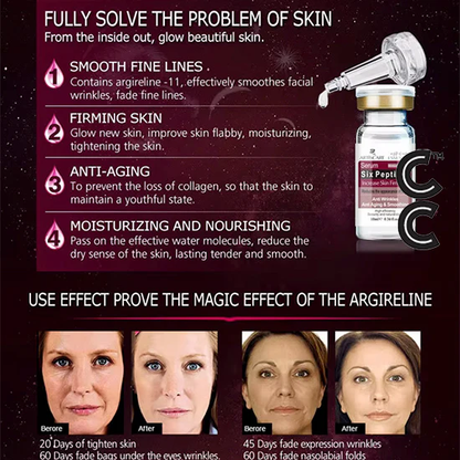 Anti Aging Peptides | Serum for Face (8 vials per order) for Moisturising Hyaluron Acid Vitamin C Six Peptide Q10 VC Facial Essence Skin Care