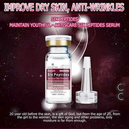 Anti Aging Peptides | Serum for Face (8 vials per order) for Moisturising Hyaluron Acid Vitamin C Six Peptide Q10 VC Facial Essence Skin Care