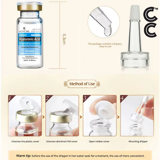 Anti Aging Peptides | Hyaluronic acid Serum (10 vials per order) for Face Moisturising and Hydrating Skin Care Essence Facial Care