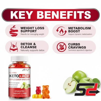 Keto dietary gummies for weight loss, metabolism boost, detox & clarity, and curb cravings. 